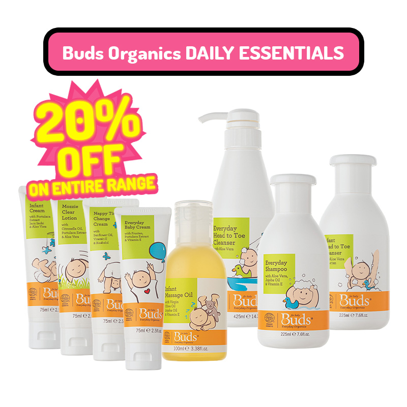 Buds Organics DAILY ESSENTIALS up to 20% OFF - ENTIRE RANGE