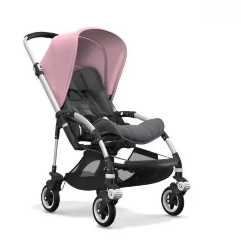 baby-fair Bugaboo Bee5 Complete Stroller - Grey Melange Style Set + Soft Pink Sun Canopy + Asia Aluminium Base+