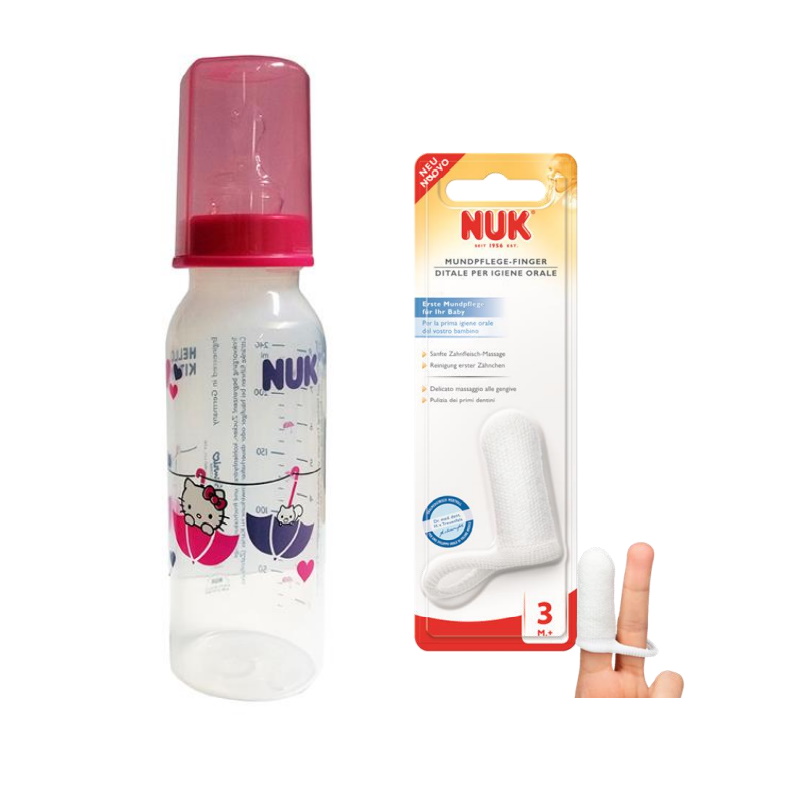 NUK Oral Care Finger(x1) + Hello Kitty 240ml PP Bottle(x1)