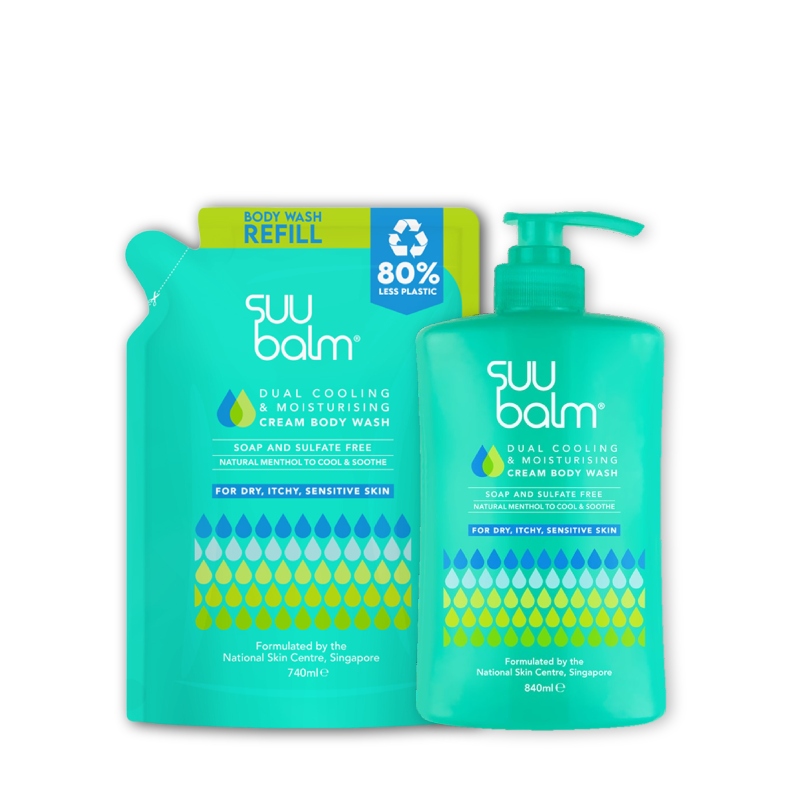 Suu Balm Cleanse and Refill Bundle (Body Wash Refill 740ml + Body wash 840ml)