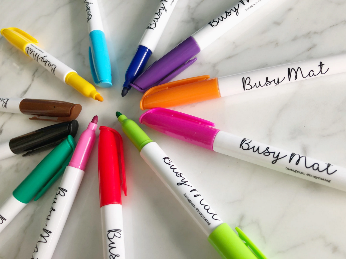 Busy Mat 12 Colours Markers - Fine Tip