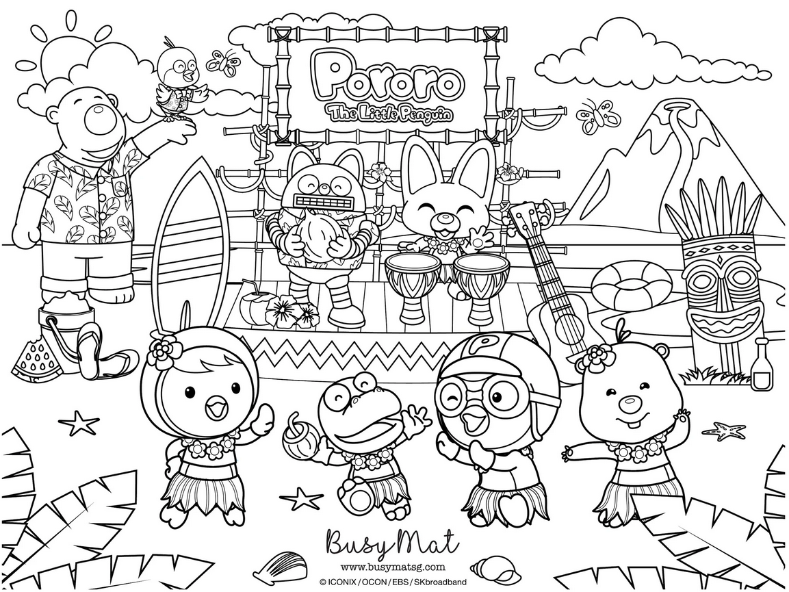 Busy Mat Premium Pororo Collaboration Series: Let 's go Hawaiian (Placemat Only)