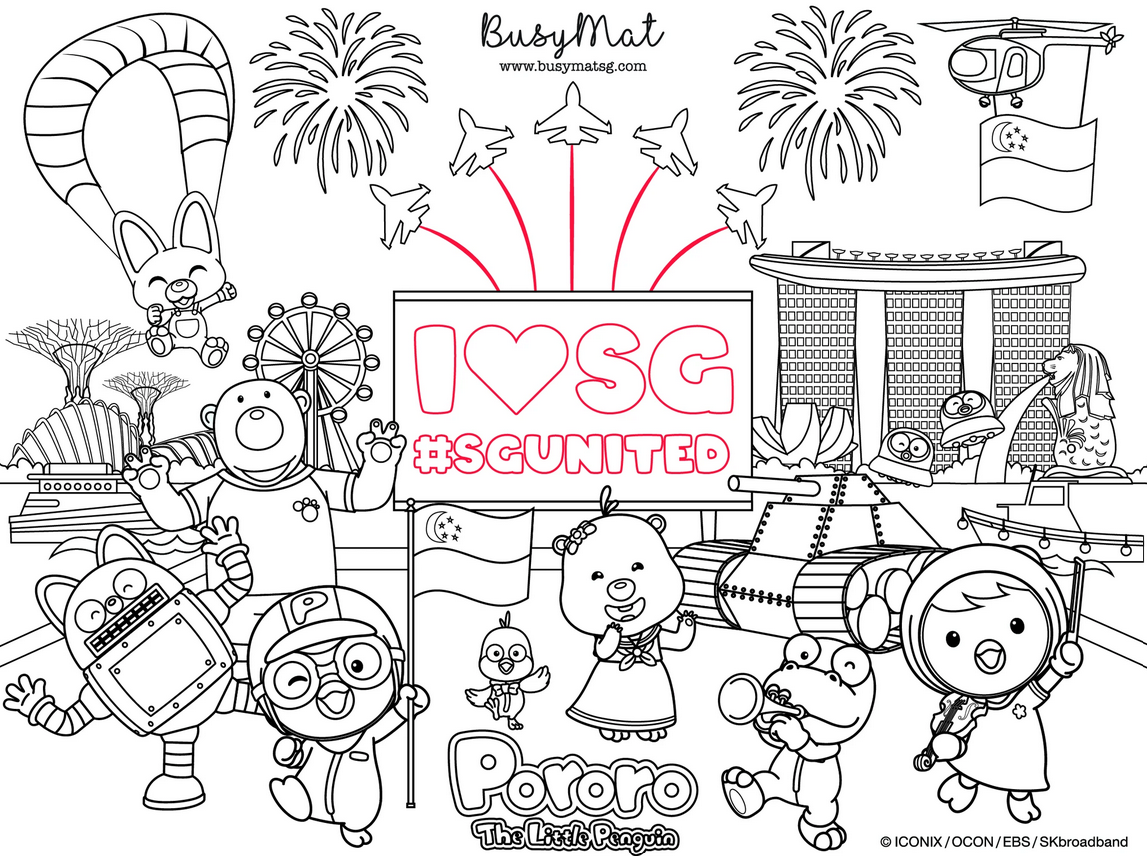 Busy Mat Premium Pororo Collaboration Travel Series: Pororo Loves Singapore (Placemat Only)