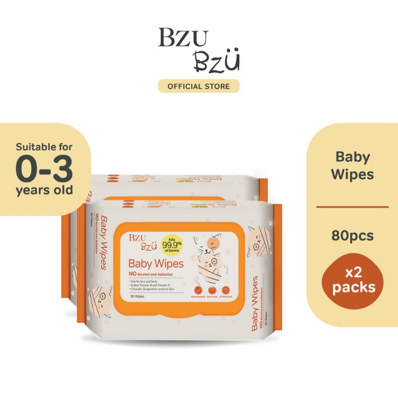 Bzu Bzu Anti-Bacterial Baby Wipes 2x80s