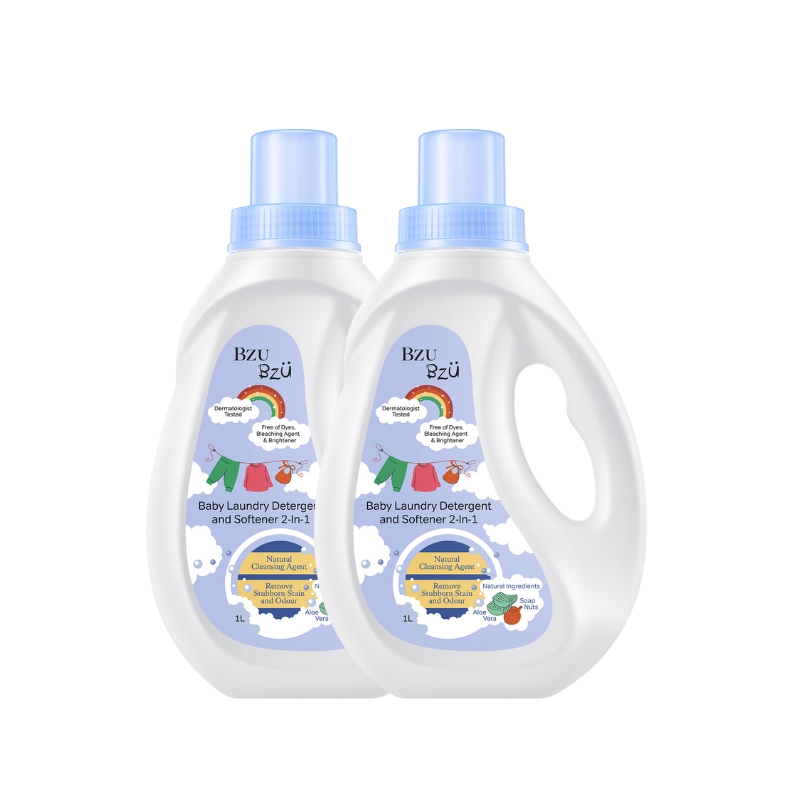 (Bundle of 2) Bzu Bzu Baby Laundry Detergent and Softener 2-in-1 - 1000ml Bottle