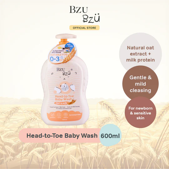 Bzu Bzu Head-to-Toe Baby Wash (Oat + Milk) 600ml