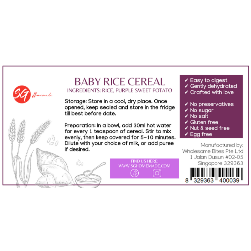 SG Homemade Baby Rice Cereal Purple Sweet Potato