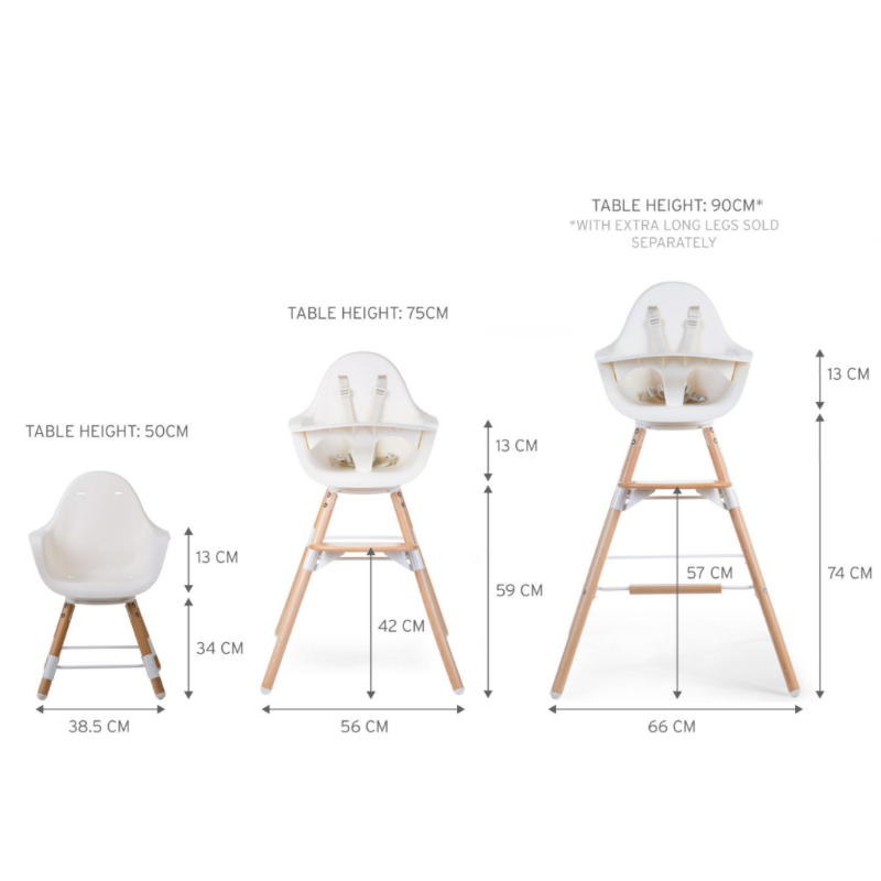 Childhome Evolu One.80° High Chair - Natural White