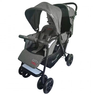 Lucky baby City Dou™ Plus Twin Stroller - Denim Blue / Denim Grey