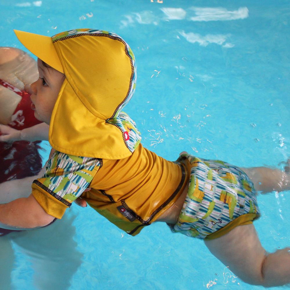 baby-fair Close Parent Swim Nappy + Rash Vest + Sunhat Bundle - Crocodile