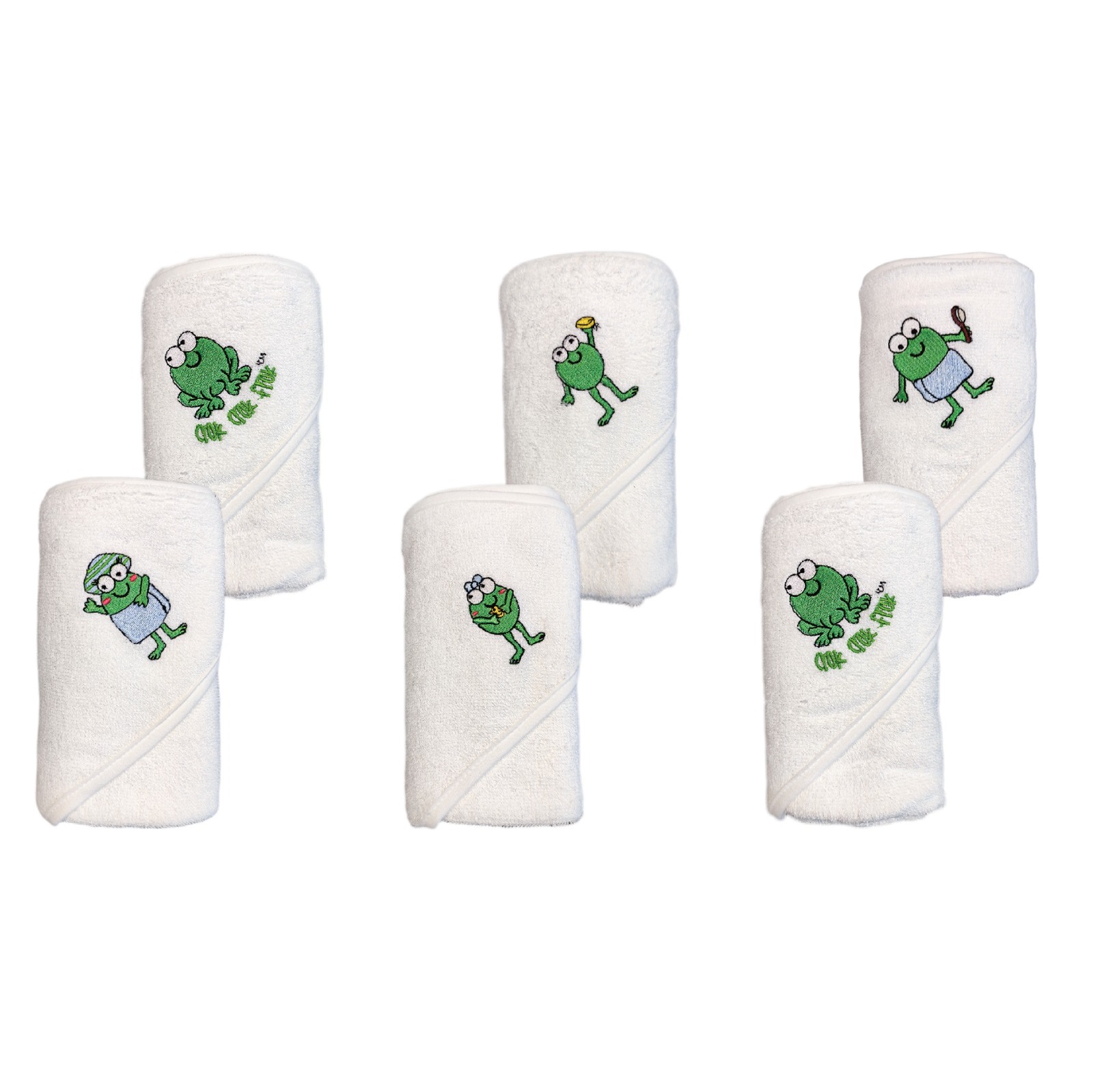 Crok Crok Frok Bamboo Hooded Towel Bundle of 6 - White
