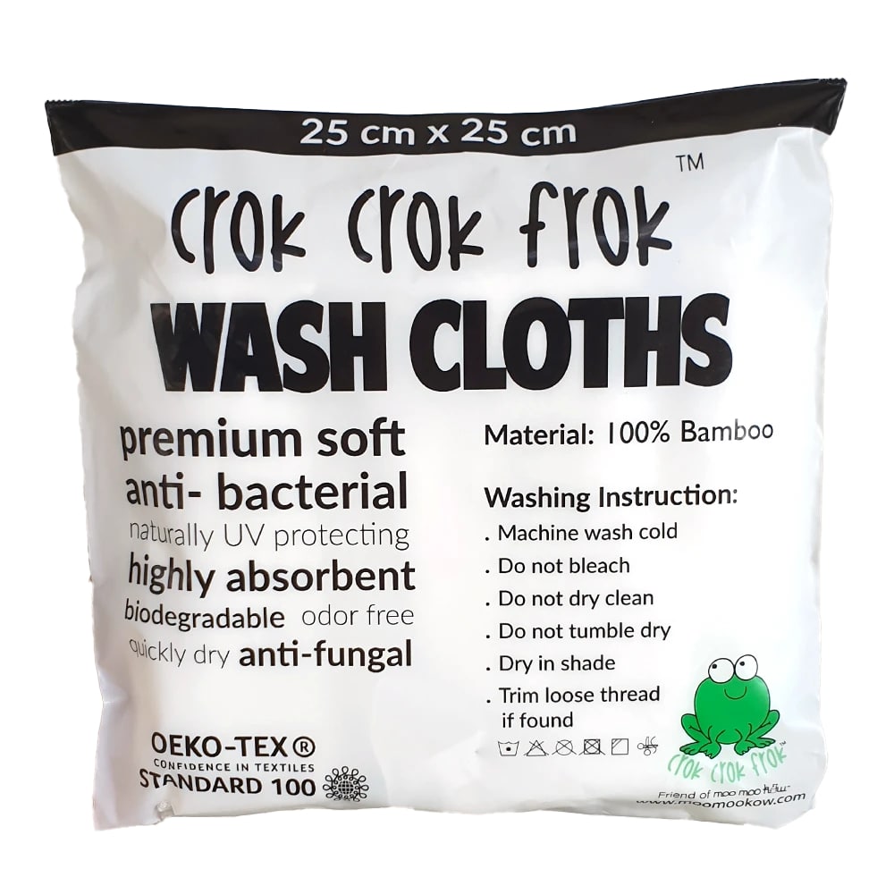 Crok Crok Frok Bamboo Wash Cloth Bundle of 6 - White