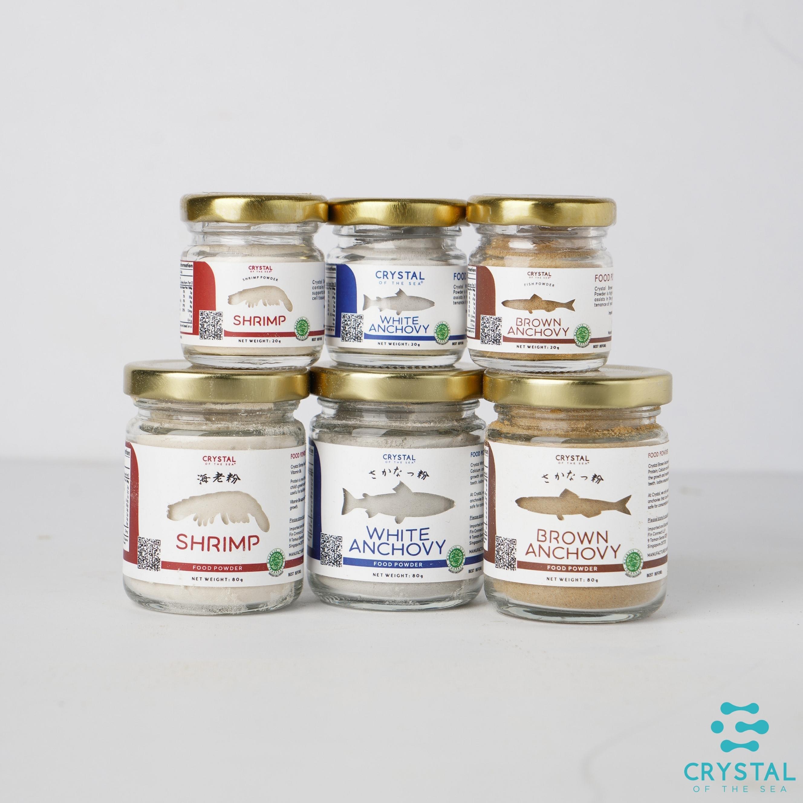 Crystal of the Sea - (Set of 3 Jar x 20g) White Anchovy + Brown Anchovy + Shrimp Powder