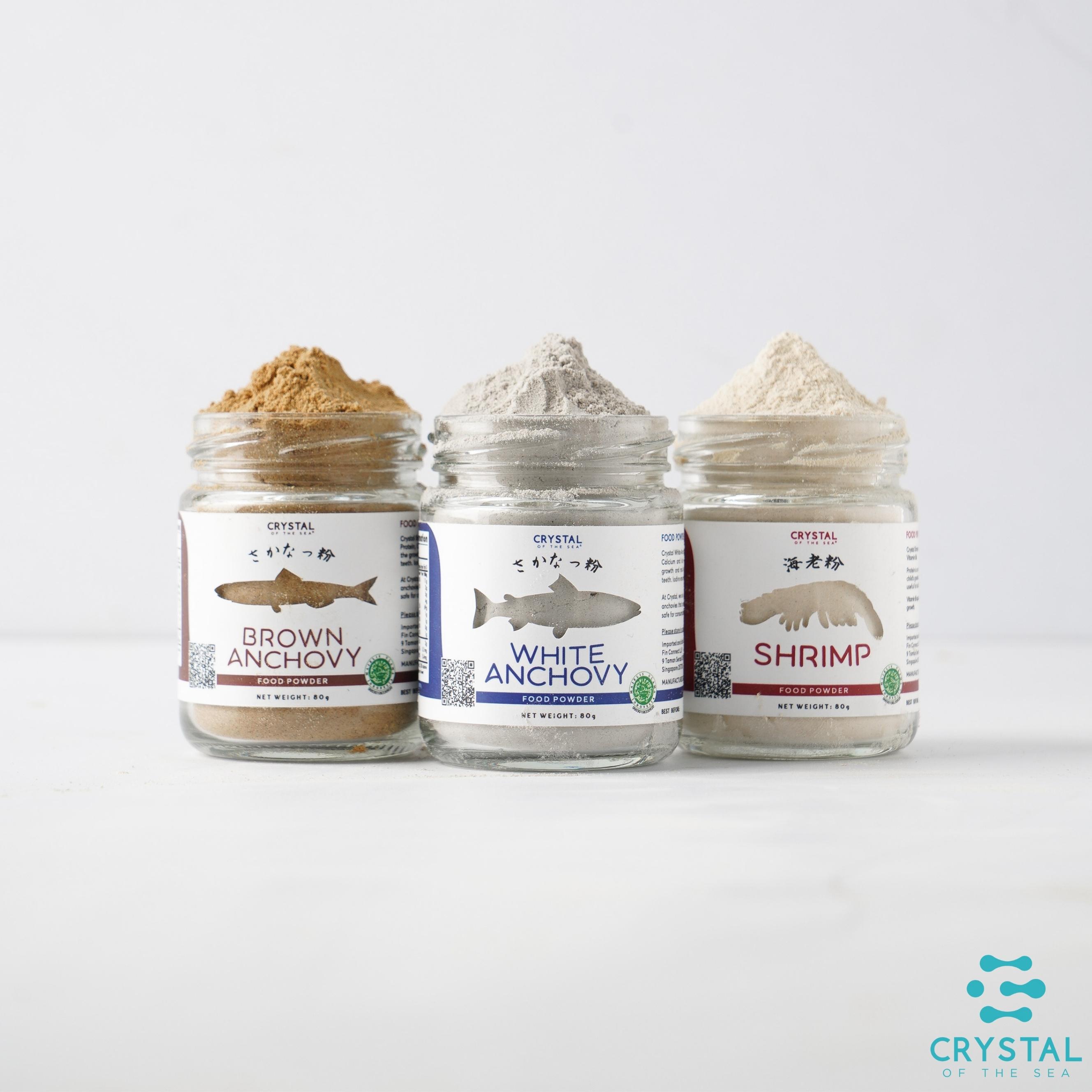 Crystal of the Sea - (Set of 3 Jar x 80g) White Anchovy + Brown Anchovy + Shrimp Powder