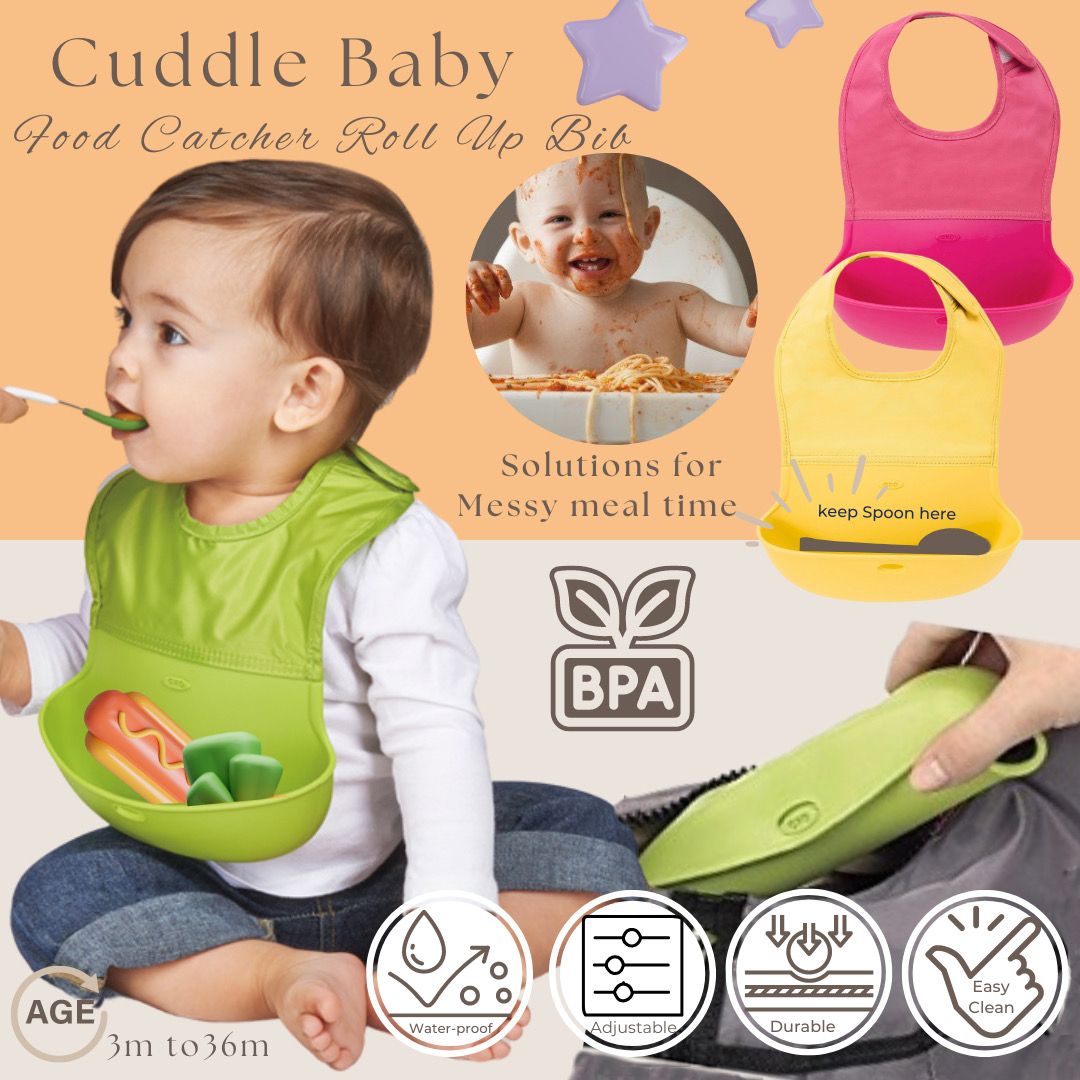 Cuddle Baby Food Catcher Roll up Bib (Bundle of 2)