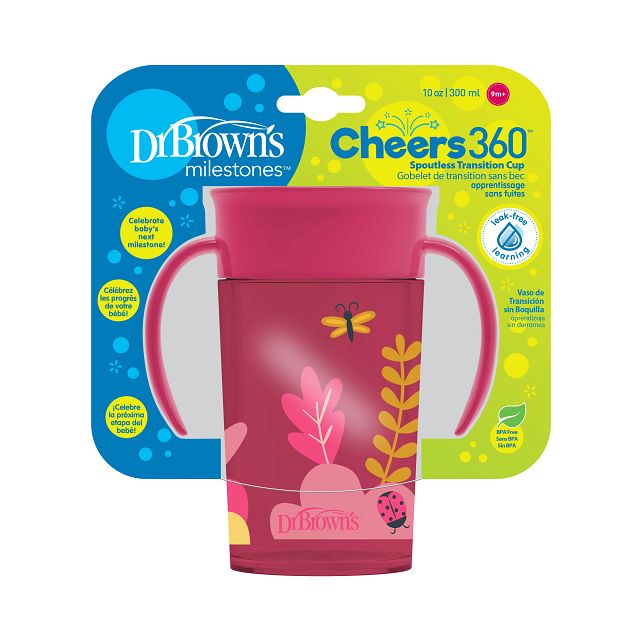 Dr Brown's 10oz/300ml Cheers 360 Cup With Handles, 9M+