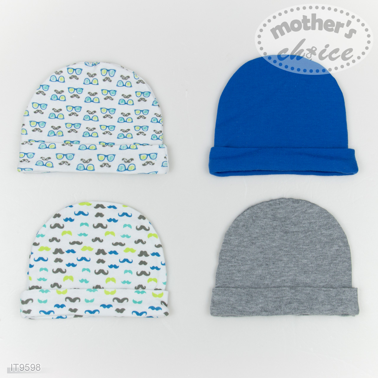 Mother's Choice Infant / Baby 100% Pure Cotton Hats 4-Piece Pack