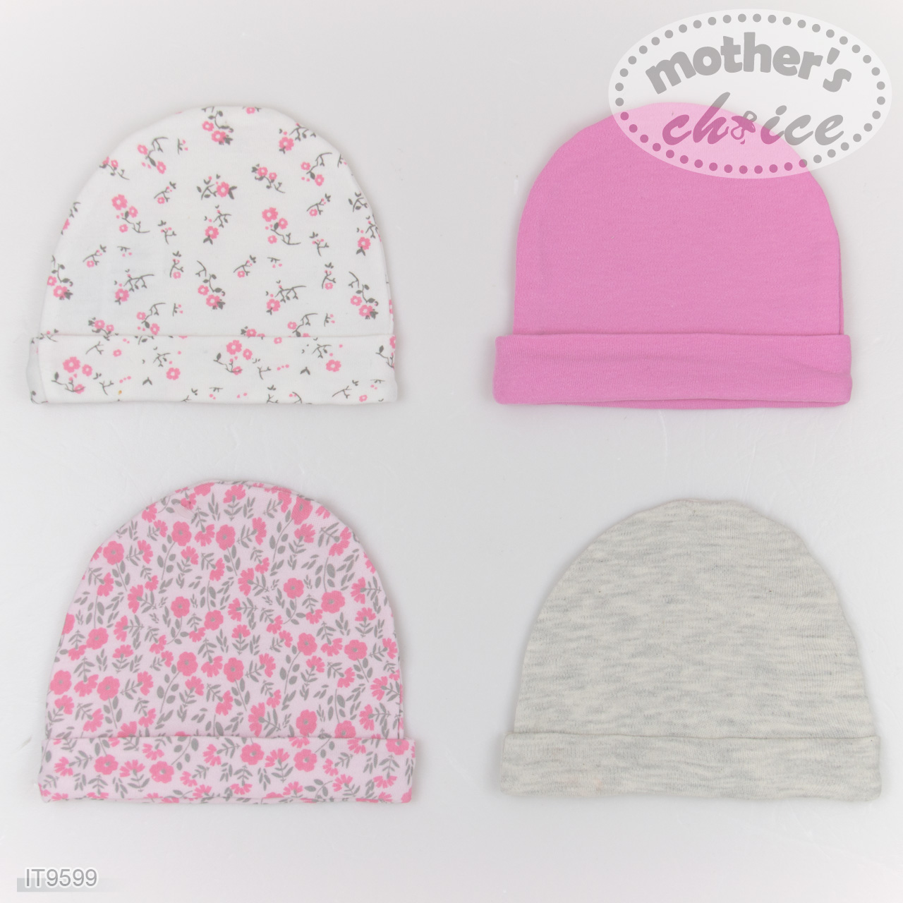 Mother's Choice Infant / Baby 100% Pure Cotton Hats 4-Piece Pack