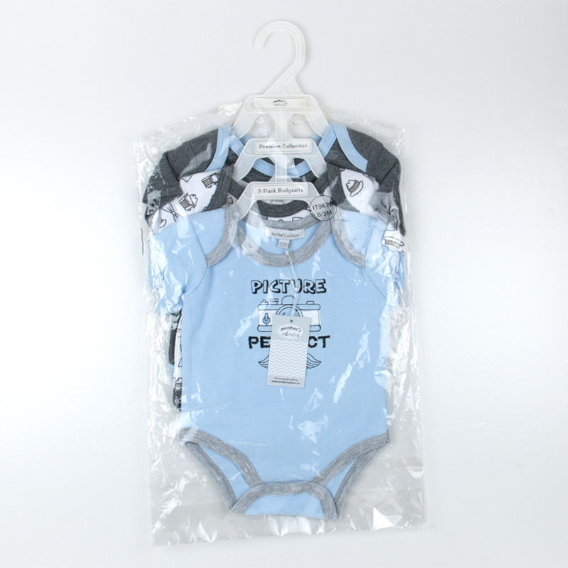 Mothers Choice Infant / Baby Boy Pure Cotton Bodysuits - PICTURE PERFECT 3 Pack VALUE PACK (Delivery after 31 May)
