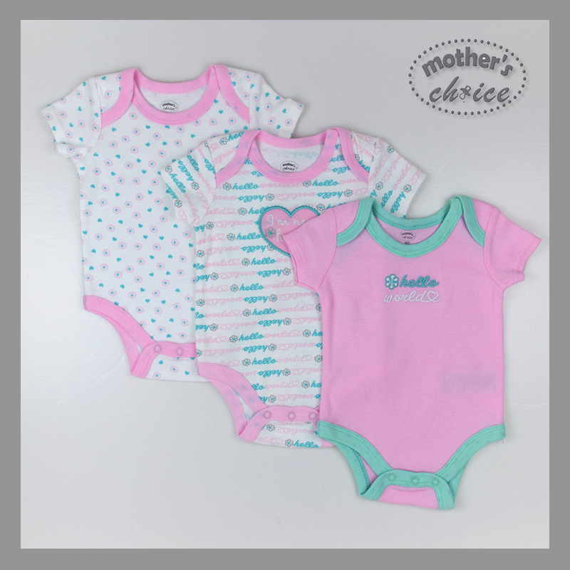Mothers Choice Infant / Baby Girl Pure Cotton Bodysuits -I'M NEW HERE 3-pcs VALUE PACK (Delivery after 31 May)