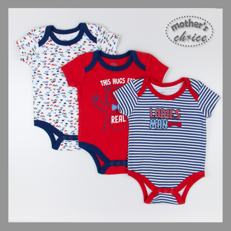 Mothers Choice Infant / Baby Boy Pure Cotton Bodysuits - LADIES MAN 3-pack VALUE PACK (Delivery after 31 May)