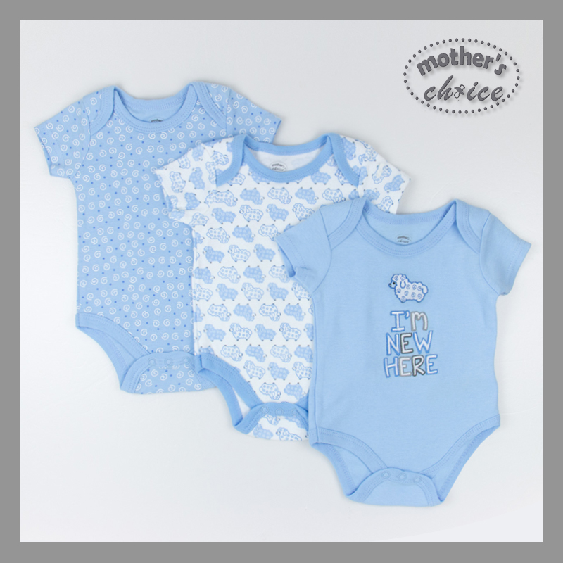 Mothers Choice Infant / Baby Boy Pure Cotton Bodysuits - I'M NEW HERE 3-pack VALUE PACK (Delivery after 31 May)