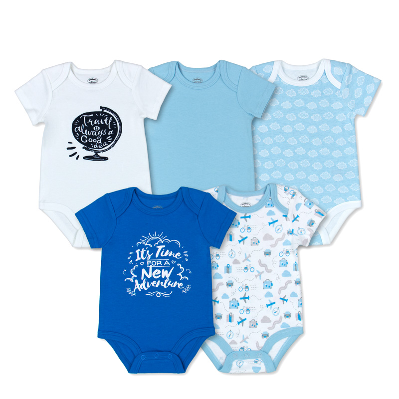 baby-fair Mother's Choice Infant / Baby Boy 100% Pure Cotton Adventure Bodysuits 5-Piece Pack