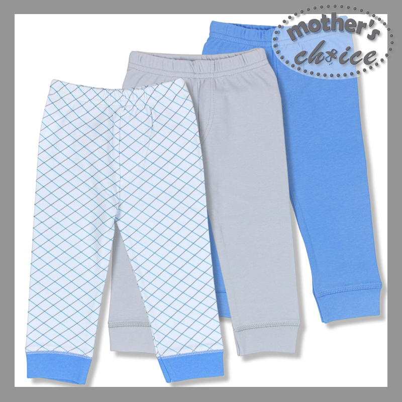 baby-fair Mother's Choice Infant / Baby 100% Pure Cotton Checkers Leggings Pants 3-Piece Pack