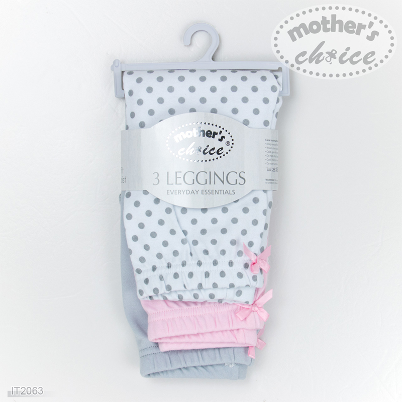 Mother's Choice Infant / Baby 100% Pure Cotton Polka Leggings Pants 3-Piece Pack