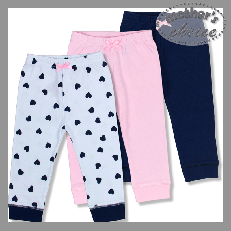 baby-fair Mother's Choice Infant / Baby 100% Pure Cotton Hearts Leggings Pants 3-Piece Pack