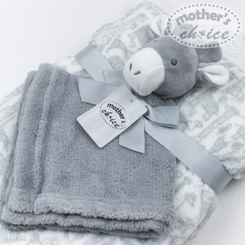 Mother's Choice Infant / Baby Fleece Security Blanket with Snuggle Toy