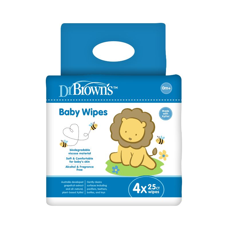 Dr. Brown's Baby Wet Wipes (25-Sheet/4-Pack Set)