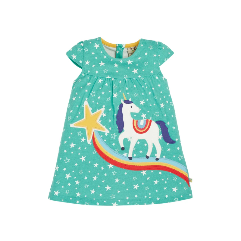Frugi Little Lola Dress, Unicorn, 12-18m GOTS