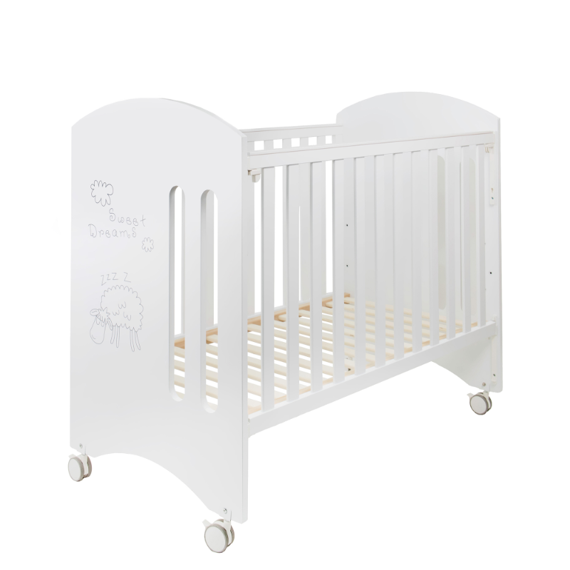 Happy Sheep Convertible Cot (White) with Mattress Bundle + FREE Toddler Side Guard