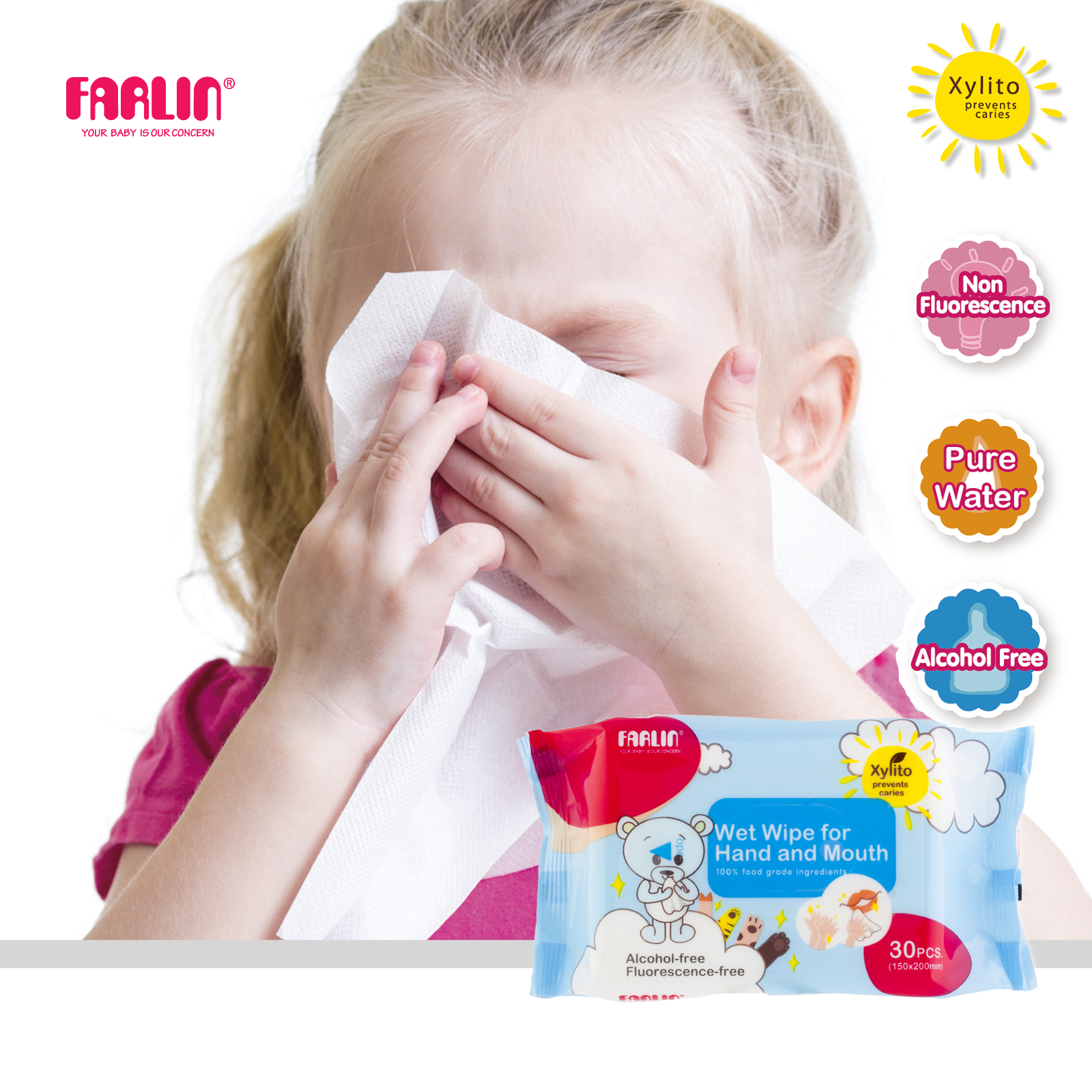 Farlin Hand & Mouth Wetwipes - 60packs