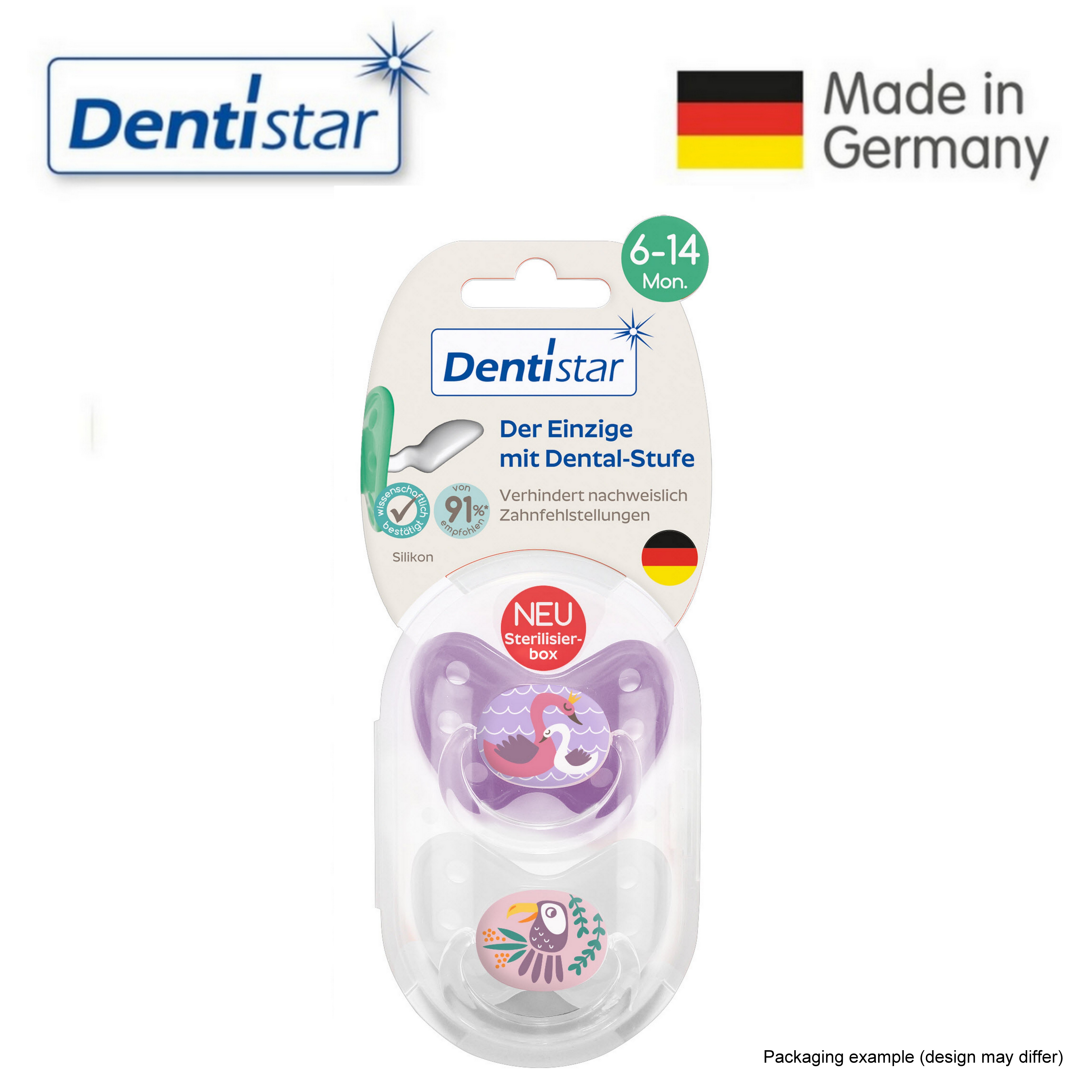 Dentistar Tooth-friendly Curve Pacifier Size 2 (Set of 2) with Sterilization Box