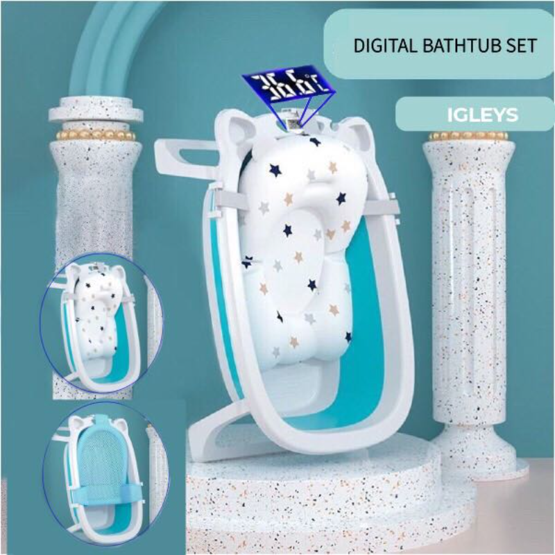 baby-fair IGLEYS Foldable Bathtub with Digital Thermometer + Pillow + Net