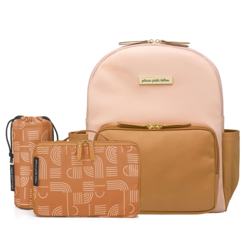 baby-fair Petunia Pickle Bottom District Backpack (5pc Set) - Blush/Camel Leatherette