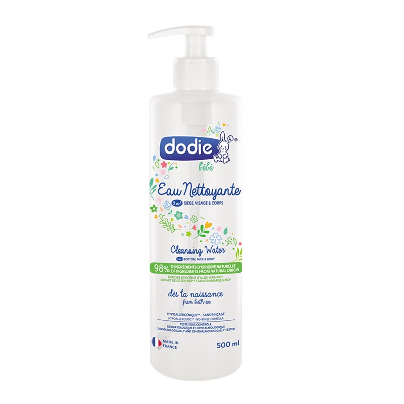 Dodie Baby 3 in 1 Cleansing water (for face, body & bottom) 500ml bottle with pump Bath & Baby Care