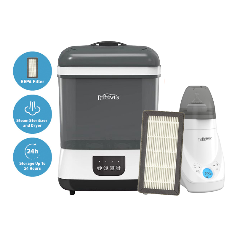 Dr Brown's Electric Sterilizer and Dryer with HEPA Air Filter (+1 extra Filter) + Deluxe Bottle/Food Warmer