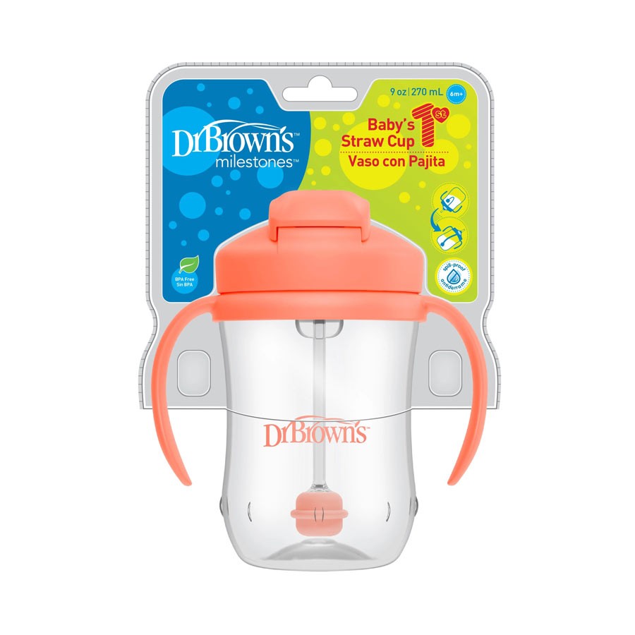 Dr Browns 270ml Baby First Straw Cup w/Handle, 6m+