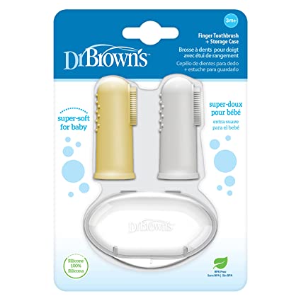 Dr Browns Silicone Finger Toothbrush with Case, 2 pack