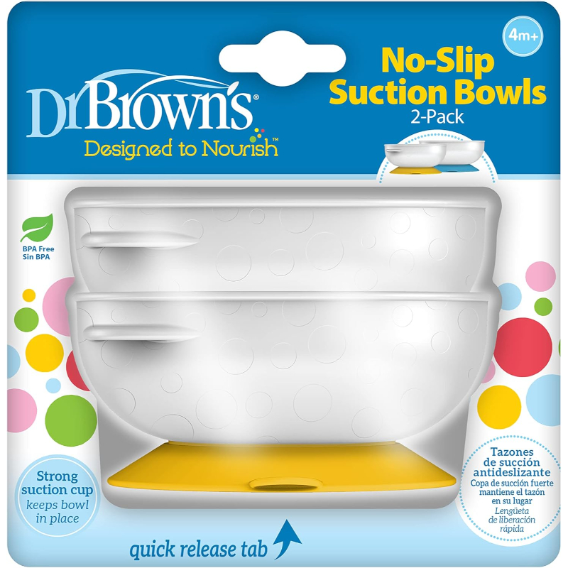 Dr Browns No Slip Suction Bowl, 2-Pack