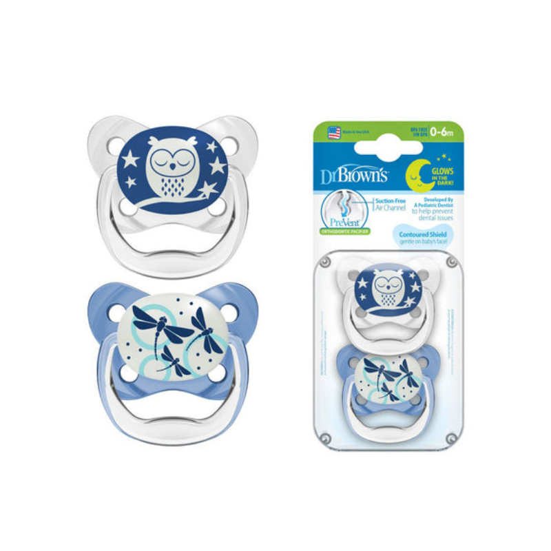 Dr Browns Prevent Glow in the Dark Butterfly Shield Pacifier, 2pcs