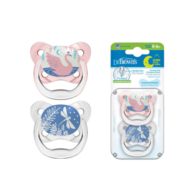 Dr Browns Prevent Glow in the Dark Butterfly Shield Pacifier, 2pcs