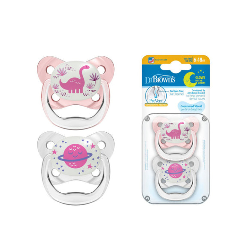 Dr Browns Prevent Glow in the Dark Butterfly Shield Pacifier, 2pcs