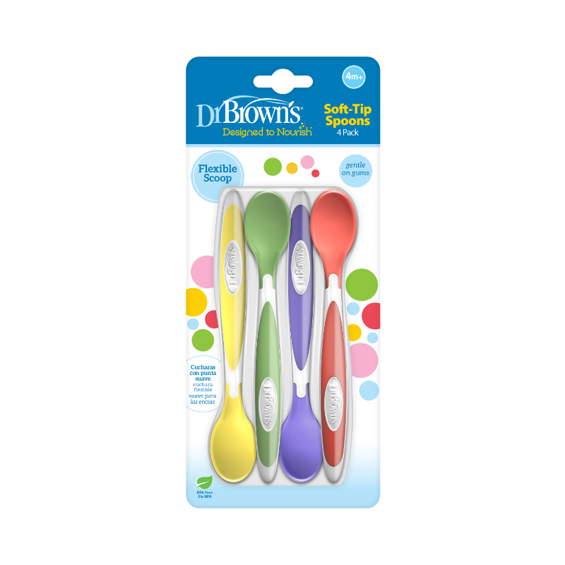 Dr Browns Soft-Tip Spoon, 4-Pack (Yellow, Green, Purple, Red)