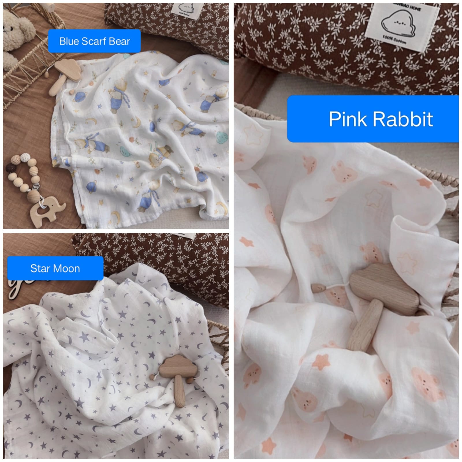 Emmanuel Baby Swaddle Blanket 100 Percent Muslin Cotton