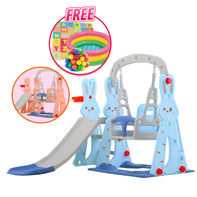 BabySPA Mini Playground Swing and Slide with Basketball Hoop 
