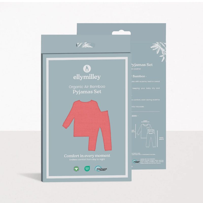 Elly Milley Organic Air Bamboo 2pcs Long Sleeves Pyjamas Set - Berry Pink